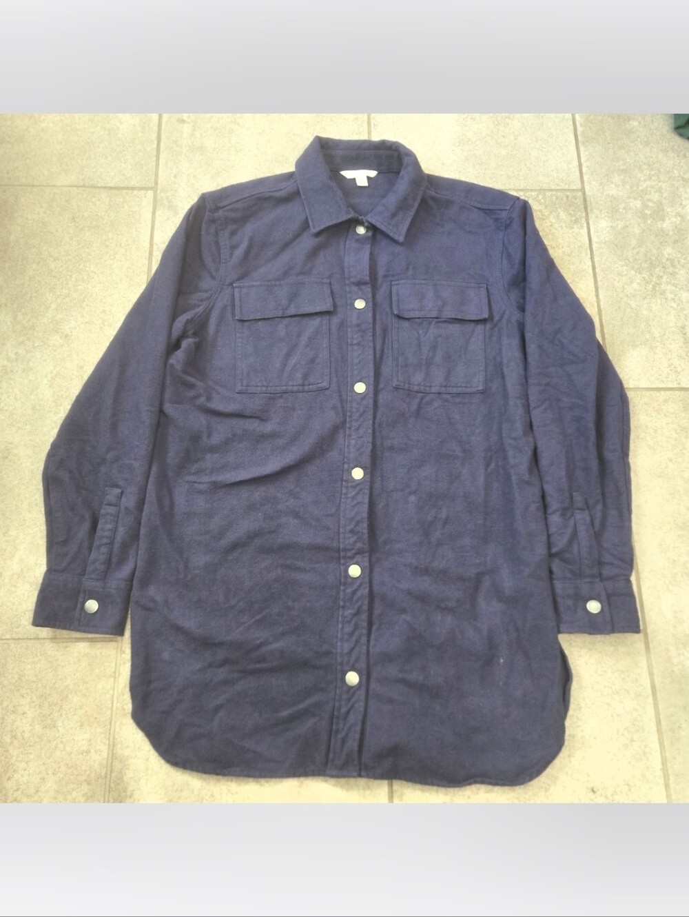 LL Bean Signature Archive Chamois Cloth Shirt Jacket Shacket Navy Blue Women S